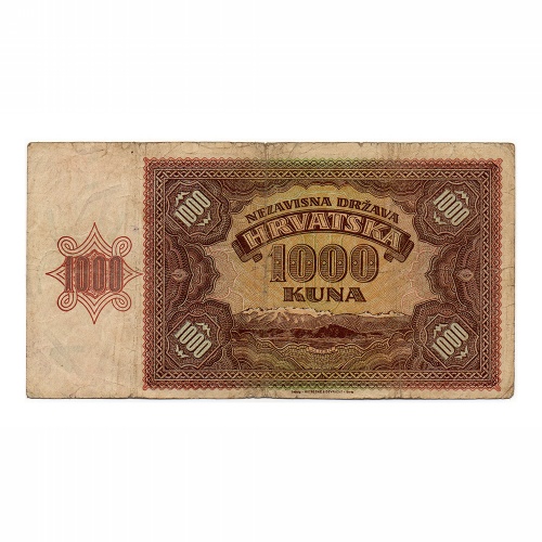 Horvátország 1000 Kuna Bankjegy 1941 P4a VG