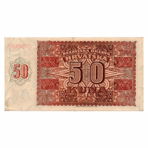 Horvátország 50 Kuna Bankjegy 1941 P1a gVF