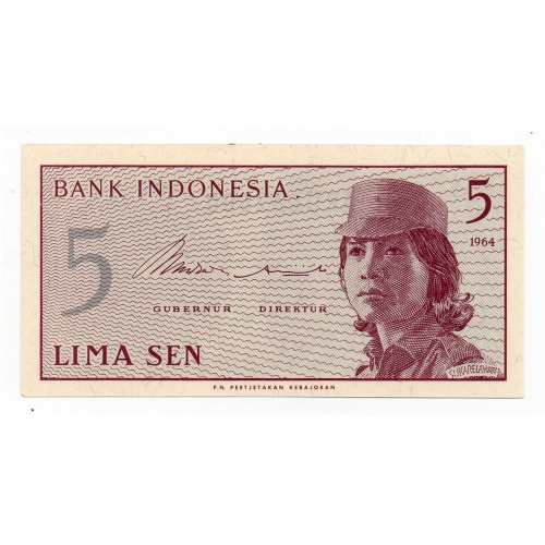 Indonézia 5 Sen Bankjegy 1964 P91a