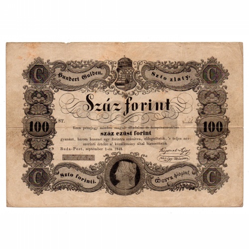 Kossuth 100 Forint Álladalmi pénzjegy 1848