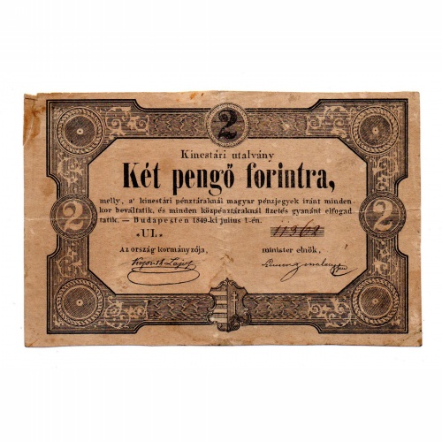 Kossuth-Szemere 2 Pengő Forintra Kincstári utalvány 1849