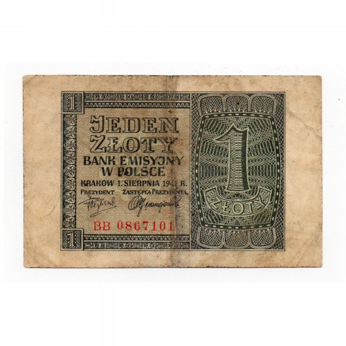 Lengyelország 1 Zloty Bankjegy 1941 P99b M99b