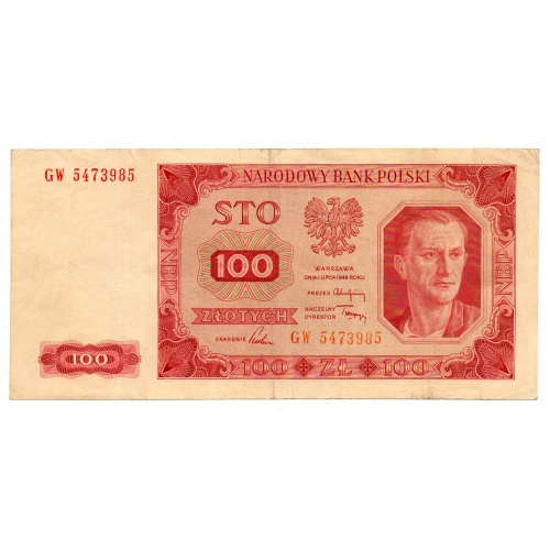 Lengyelország 100 Zloty Bankjegy 1948 M139e GW sor. keret nélkül