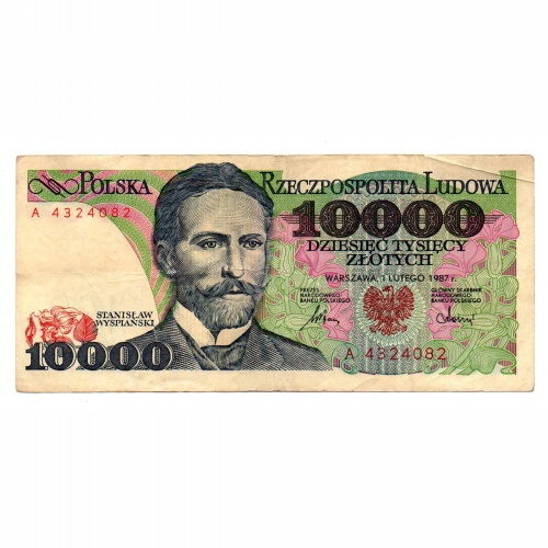 Lengyelország 10000 Zloty Bankjegy 1987 P151a L169a A sorozat