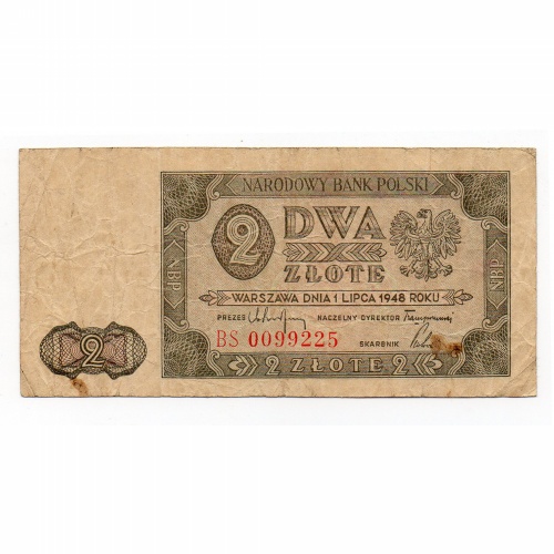 Lengyelország 2 Zloty Bankjegy 1948 P134 L134cc