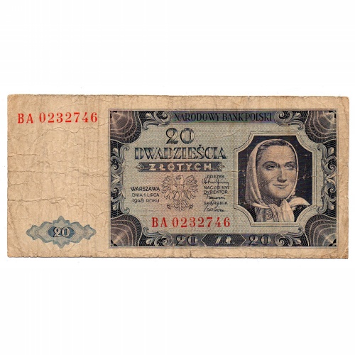 Lengyelország 20 Zloty Bankjegy 1948 P137a M137b BA sorozat