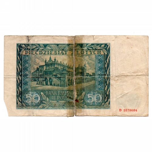 Lengyelország 50 Zloty Bankjegy 1941 P102 M102