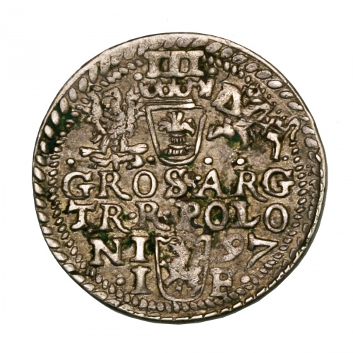 Lengyelország III. Zsigmond (Vasa) 3 Groschen Trojak 1597 Olkusz