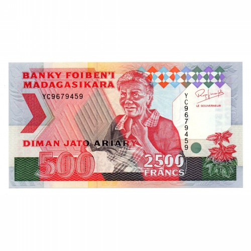 Madagaszkár 2500 Frank Bankjegy 1993 P72Ab