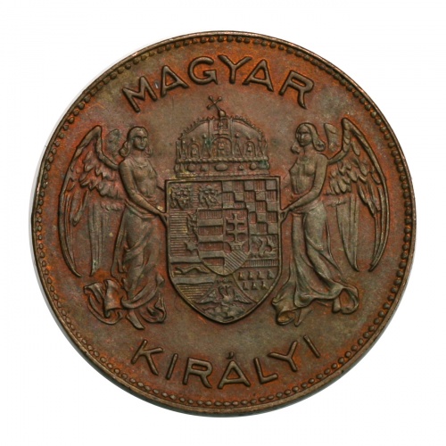 Magyar Királyság 5 Korona 1922 Próbaveret Bronz 