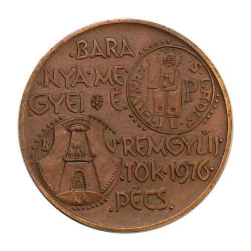 MÉE 900 éves a Dukász korona bronz emlékérem 1976 Pécs