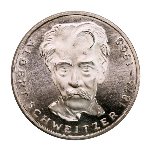 Németország ezüst 5 Márka 1975 G Albert Schweitzer Proof