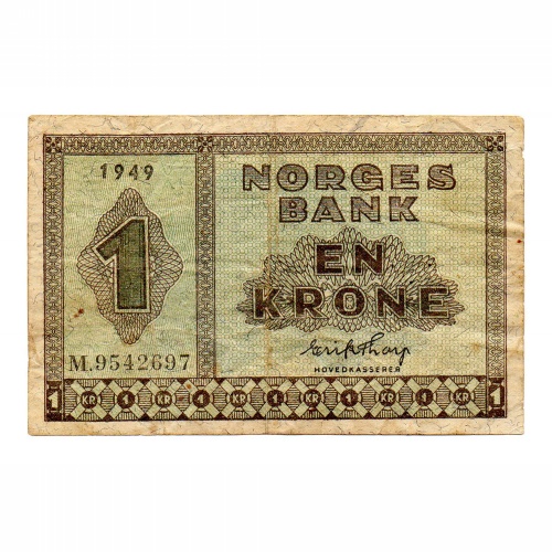 Norvégia 1 Korona Bankjegy 1949 P15b