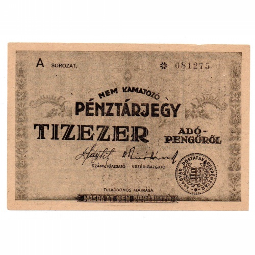 Pénztárjegy 10000 adópengőről 1946 P57