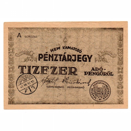 Pénztárjegy 10000 adópengőről 1946 P57A