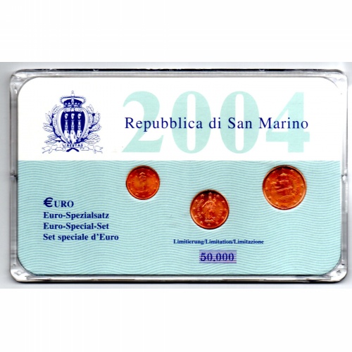 San Marino EURO forgalmi sor 1 - 2 - 5  Cent 2004 