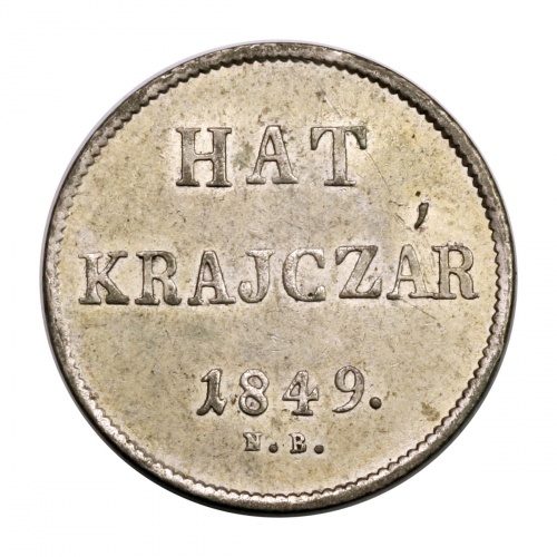 Szabadságharc 6 Krajcár 1849 N-B gVF