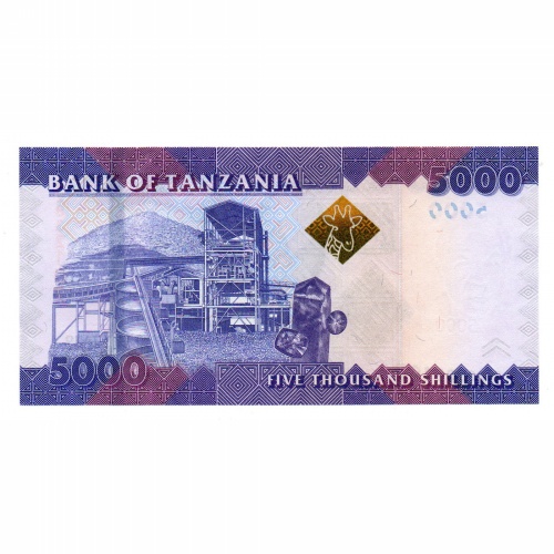 Tanzánia 5000 Shilling Bankjegy 2015 P43b