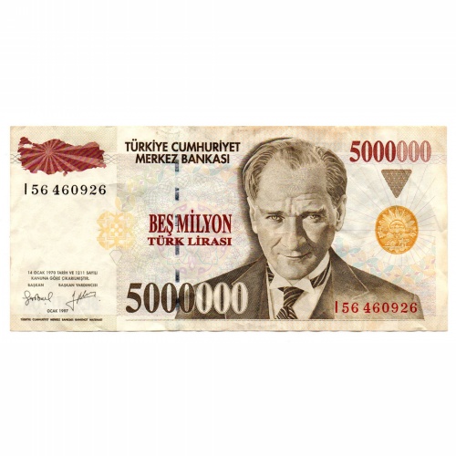 Törökország 5000000 Lira Bankjegy 1997 P210b