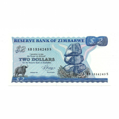 Zimbabwe 2 Dollár Bankjegy 1983 P1b