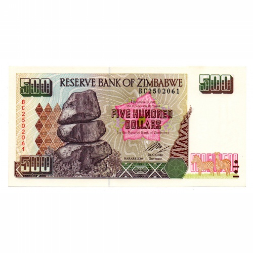 Zimbabwe 500 Dollár Bankjegy 2004 P11b